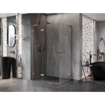 MEXEN/S - Lunar L Duo sprchovací kút dvere krídlové 115 x 80, transparent, meď kartáčovaná 834L-115L-080P-65-00