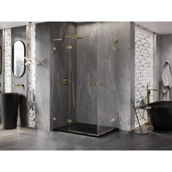 MEXEN/S - Lunar L Duo sprchovací kút dvere krídlové 115 x 80, transparent, zlato 834L-115L-080P-50-00