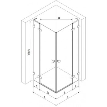 MEXEN/S - Lunar L Duo sprchovací kút dvere krídlové 70 x 70, transparent, čierna 834L-070L-070P-70-00