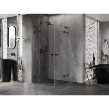 MEXEN/S - Lunar L Duo sprchovací kút dvere krídlové 70 x 70, transparent, čierna 834L-070L-070P-70-00