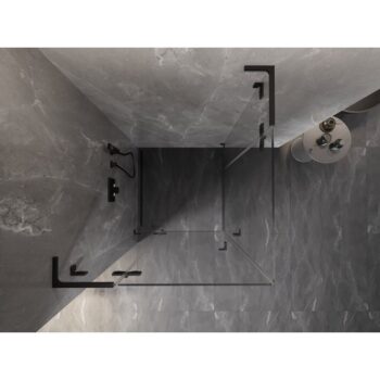MEXEN/S - Lunar L Duo sprchovací kút dvere krídlové 70 x 70, transparent, čierna 834L-070L-070P-70-00