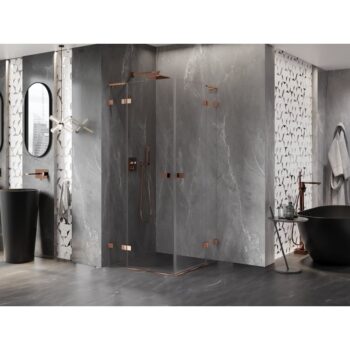 MEXEN/S - Lunar L Duo sprchovací kút dvere krídlové 70 x 70, transparent, ružové zlato 834L-070L-070P-60-00
