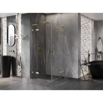 MEXEN/S - Lunar L Duo sprchovací kút dvere krídlové 70 x 70, transparent, zlato 834L-070L-070P-50-00