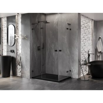 MEXEN/S - Lunar L Duo sprchovací kút dvere krídlové 75 x 70, transparent, čierna 834L-075L-070P-70-00