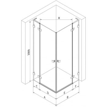 MEXEN/S - Lunar L Duo sprchovací kút dvere krídlové 75 x 75, transparent, čierna 834L-075L-075P-70-00