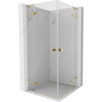 MEXEN/S - Lunar L Duo sprchovací kút dvere krídlové 75 x 75, transparent, zlato 834L-075L-075P-50-00