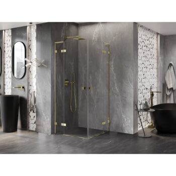 MEXEN/S - Lunar L Duo sprchovací kút dvere krídlové 75 x 75, transparent, zlato 834L-075L-075P-50-00