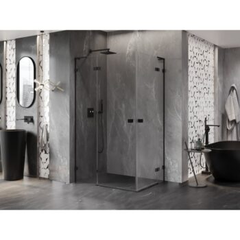 MEXEN/S - Lunar L Duo sprchovací kút dvere krídlové 80 x 70, transparent, čierna 834L-080L-070P-70-00