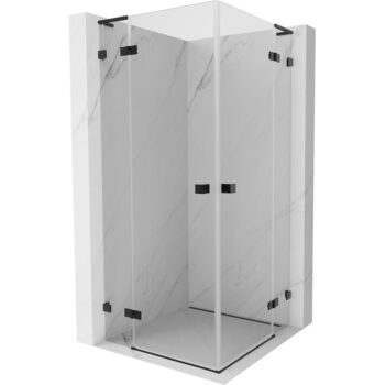 MEXEN/S - Lunar L Duo sprchovací kút dvere krídlové 80 x 80, transparent, čierna 834L-080L-080P-70-00