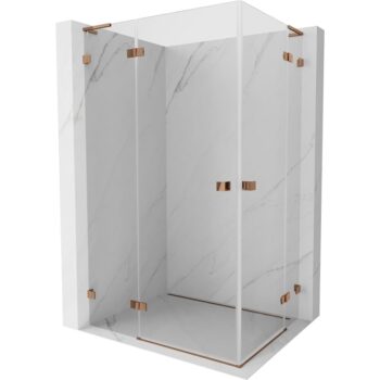 MEXEN/S - Lunar L Duo sprchovací kút dvere krídlové 85 x 70, transparent, ružové zlato 834L-085L-070P-60-00