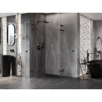 MEXEN/S - Lunar L Duo sprchovací kút dvere krídlové 85 x 85, transparent, čierna 834L-085L-085P-70-00
