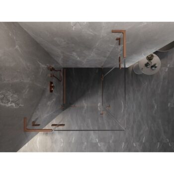 MEXEN/S - Lunar L Duo sprchovací kút dvere krídlové 85 x 85, transparent, meď kartáčovaná 834L-085L-085P-65-00