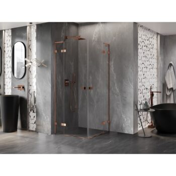 MEXEN/S - Lunar L Duo sprchovací kút dvere krídlové 85 x 85, transparent, ružové zlato 834L-085L-085P-60-00