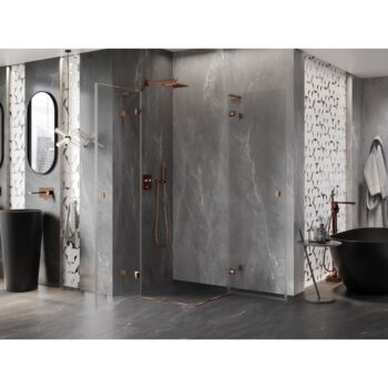 MEXEN/S - Lunar L Duo sprchovací kút dvere krídlové 85 x 85, transparent, ružové zlato 834L-085L-085P-60-00