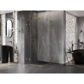 MEXEN/S - Lunar L Duo sprchový kút dvere krídlové 80 x 80, transparent, zlato 834L-080L-080P-50-00