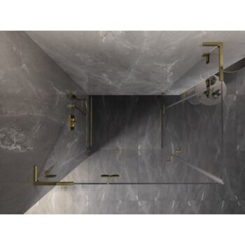 MEXEN/S - Lunar L Duo sprchový kút dvere krídlové 90 x 70, transparent, zlato 834L-090L-070P-50-00