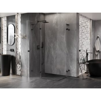 MEXEN/S - Lunar L Duo sprchový kút dvere krídlové 90 x 75, transparent, čierna 834L-090L-075P-70-00
