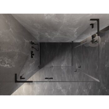 MEXEN/S - Lunar L Duo sprchový kút dvere krídlové 90 x 75, transparent, čierna 834L-090L-075P-70-00