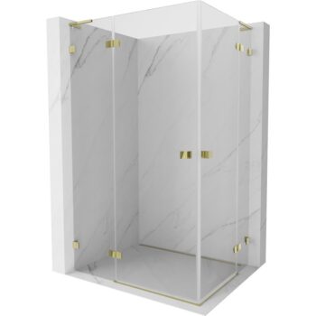 MEXEN/S - Lunar L Duo sprchový kút dvere krídlové 90 x 75, transparent, zlato 834L-090L-075P-50-00