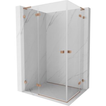 MEXEN/S - Lunar L Duo sprchový kút dvere krídlové 90 x 80, transparent, meď kartáčovaná 834L-090L-080P-65-00