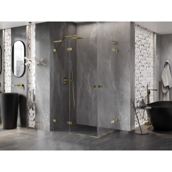 MEXEN/S - Lunar L Duo sprchový kút dvere krídlové 90 x 80, transparent, zlato 834L-090L-080P-50-00