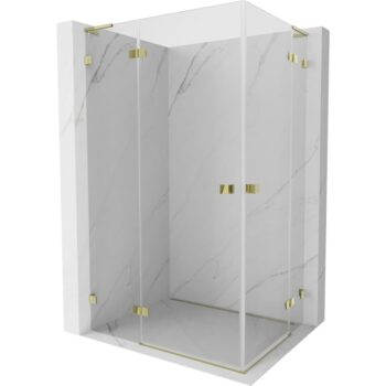 MEXEN/S - Lunar L Duo sprchový kút dvere krídlové 90 x 80, transparent, zlato 834L-090L-080P-50-00