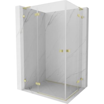 MEXEN/S - Lunar L Duo sprchový kút dvere krídlové 90 x 80, transparent, zlato kartáčovaná 834L-090L-080P-55-00