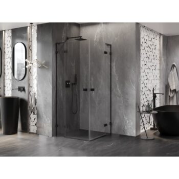 MEXEN/S - Lunar L Duo sprchový kút dvere krídlové 90 x 90, transparent, čierna 834L-090L-090P-70-00