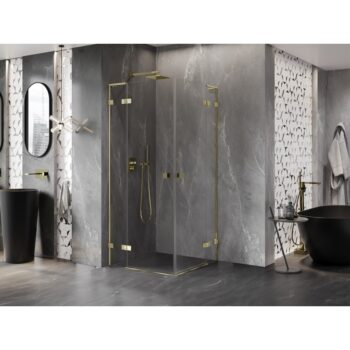 MEXEN/S - Lunar L Duo sprchový kút dvere krídlové 95 x 95, transparent, zlato 834L-095L-095P-50-00