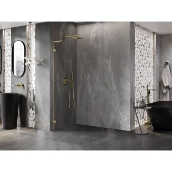 MEXEN/S - Lunar L Sprchová zástena WALK-IN ľavá 110 x 200, transparent 8 mm, zlato 830L-110-000-50-00-L