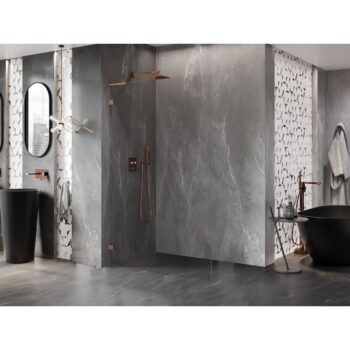 MEXEN/S - Lunar L Sprchová zástena WALK-IN ľavá 120 x 200, transparent 8 mm, ružové zlato 830L-120-000-60-00-L