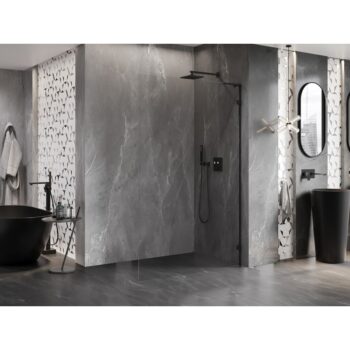 MEXEN/S - Lunar L Sprchová zástena WALK-IN pravá 110 x 200, transparent 8 mm, čierna 830L-110-000-70-00-P