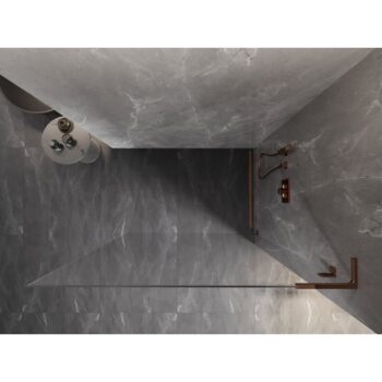 MEXEN/S - Lunar L Sprchová zástena WALK-IN pravá 110 x 200, transparent 8 mm, ružové zlato 830L-110-000-60-00-P