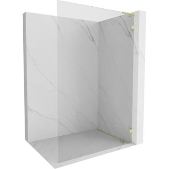 MEXEN/S - Lunar L Sprchová zástena WALK-IN pravá 110 x 200, transparent 8 mm, zlato kefovaná 830L-110-000-55-00-P