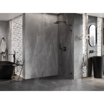 MEXEN/S - Lunar L Sprchová zástena WALK-IN pravá 120 x 200, transparent 8 mm, čierna 830L-120-000-70-00-P
