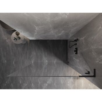MEXEN/S - Lunar L Sprchová zástena WALK-IN pravá 120 x 200, transparent 8 mm, čierna 830L-120-000-70-00-P