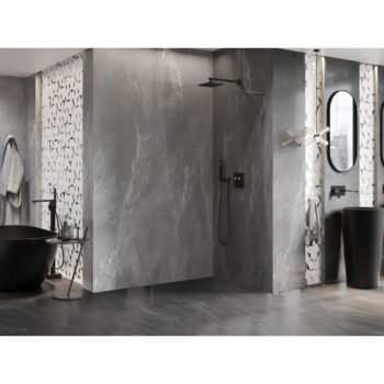 MEXEN/S - Lunar L Sprchová zástena WALK-IN pravá 120 x 200, transparent 8 mm, grafit kartáčovaná 830L-120-000-66-00-P
