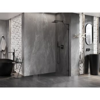 MEXEN/S - Lunar L Sprchová zástena WALK-IN pravá 60 x 200, transparent 8 mm, čierna 830L-060-000-70-00-P