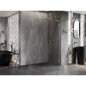 MEXEN/S - Lunar L Sprchová zástena WALK-IN pravá 60 x 200, transparent 8 mm, zlato 830L-060-000-50-00-P