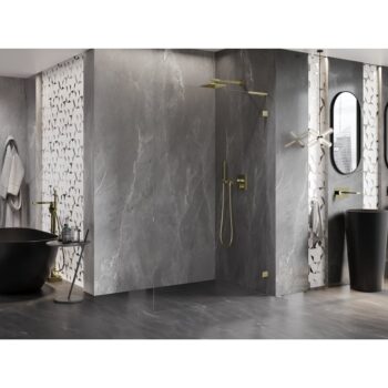 MEXEN/S - Lunar L Sprchová zástena WALK-IN pravá 70 x 200, transparent 8 mm, zlato 830L-070-000-50-00-P