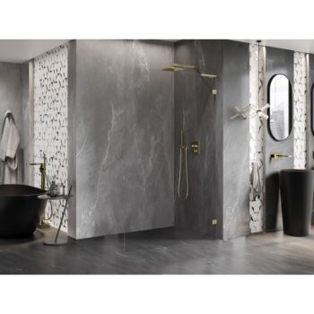 MEXEN/S - Lunar L Sprchová zástena WALK-IN pravá 70 x 200, transparent 8 mm, zlato kefovaná 830L-070-000-55-00-P