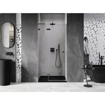 MEXEN/S - Lunar L sprchové dvere krídlové ľavé 115, transparent, grafit metal 834L-115-000-95-00-L