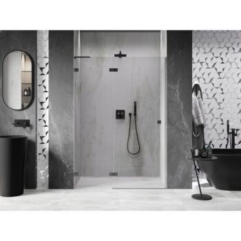 MEXEN/S - Lunar L sprchové dvere krídlové ľavé 130, transparent, grafit metal 834L-130-000-95-00-L