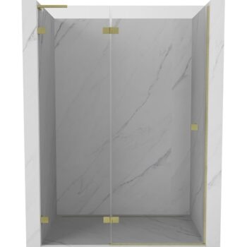 MEXEN/S - Lunar L sprchové dvere krídlové ľavé 135, transparent, zlatá kartáčovaná 834L-135-000-55-00-L