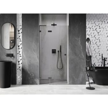 MEXEN/S - Lunar L sprchové dvere krídlové ľavé 80, transparent, grafit metal 834L-080-000-95-00-L