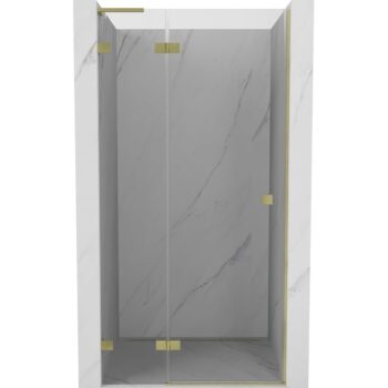 MEXEN/S - Lunar L sprchové dvere krídlové ľavé 85, transparent, zlatá kartáčovaná 834L-085-000-55-00-L