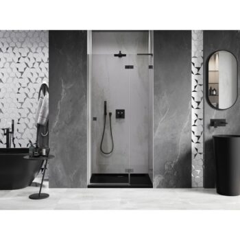 MEXEN/S - Lunar L sprchové dvere krídlové pravé 115, transparent, grafit metal 834L-115-000-95-00-P