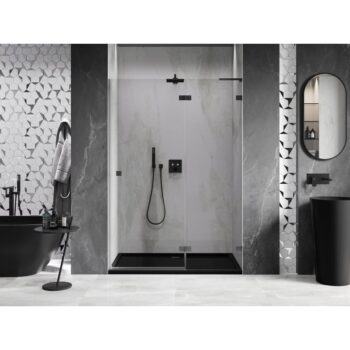 MEXEN/S - Lunar L sprchové dvere krídlové pravé 140, transparent, grafit metal 834L-140-000-95-00-P