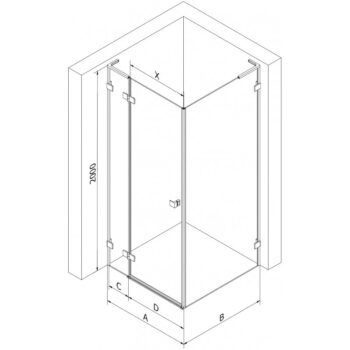 MEXEN/S - Lunar L sprchový kút dvere krídlové ľavá 100 x 70, transparent, čierna 834L-100-070-70-00-L