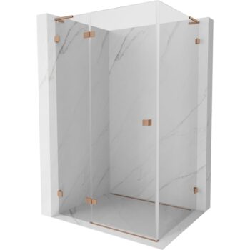MEXEN/S - Lunar L sprchový kút dvere krídlové ľavá 100 x 70, transparent, meď kartáčovaná 834L-100-070-65-00-L
